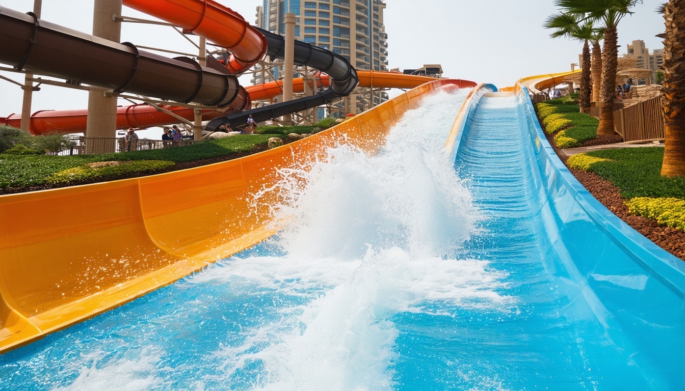 Thrilling water slides at Aquaventure World Dubai